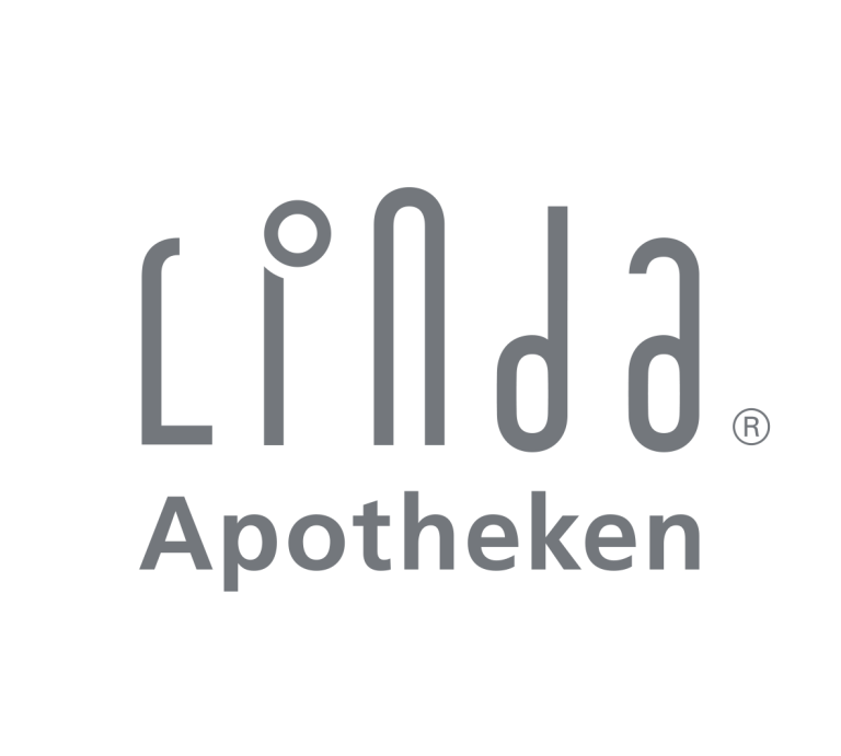 Logo der Linda Apotheken in grauer Schrift.