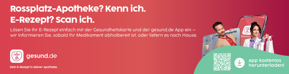 Bunte Grafik mit Slogans zu digitalen Dienstleistungen und zwei abgebildeten Personen.